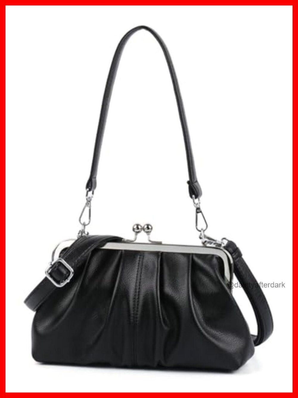 Slouchy PU Leather Kiss Lock Hobo Crossbody Bag